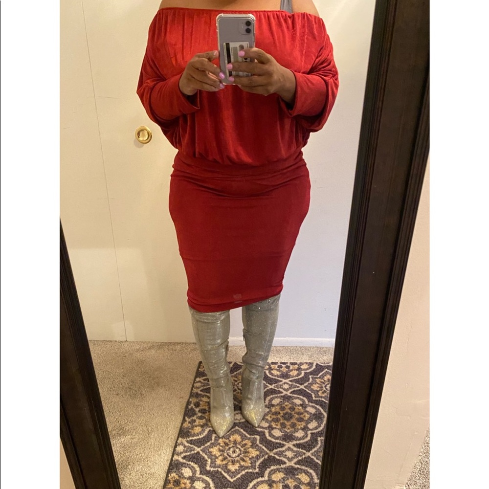 Red off the shoulders dress